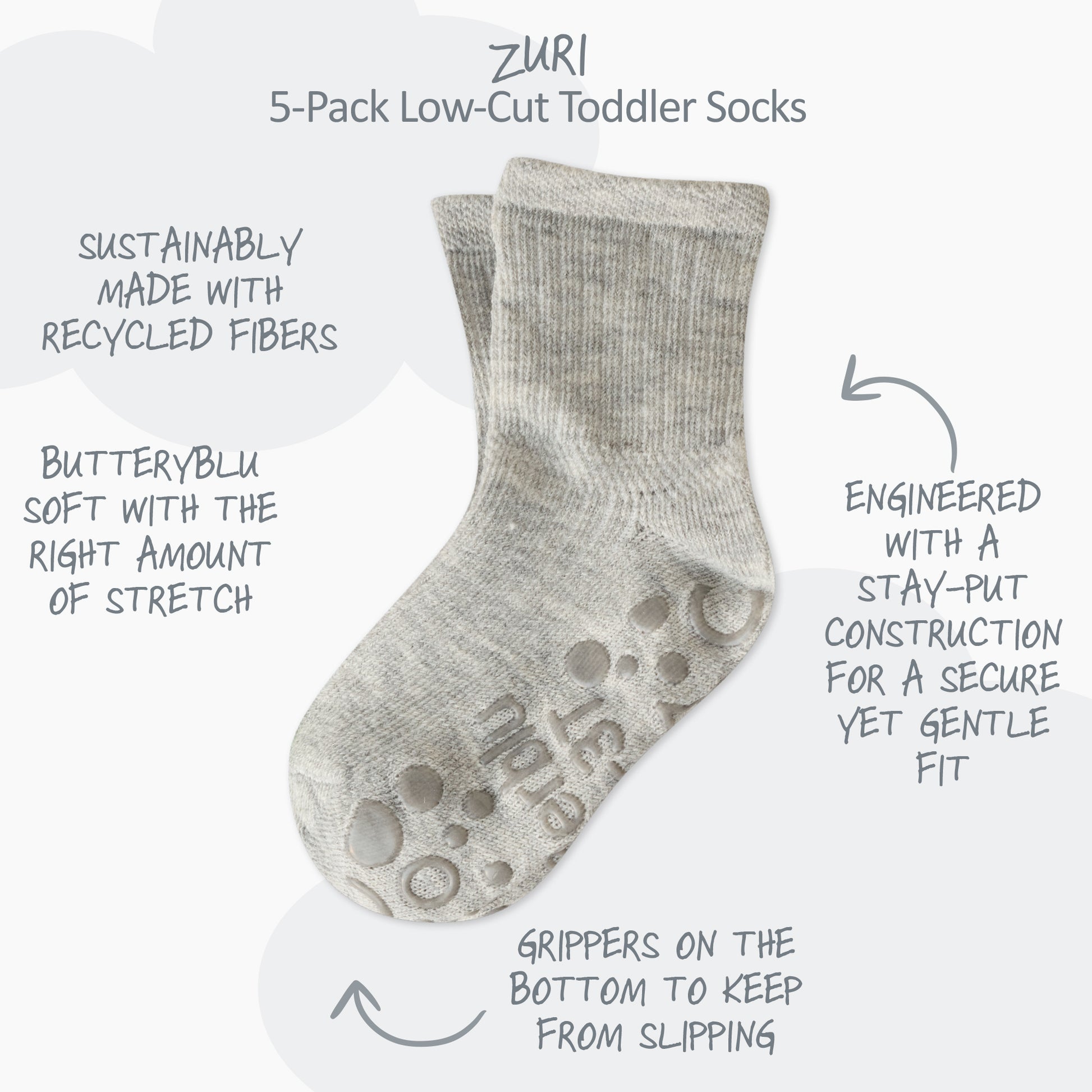 Zuri Sock surrounded by product descriptions