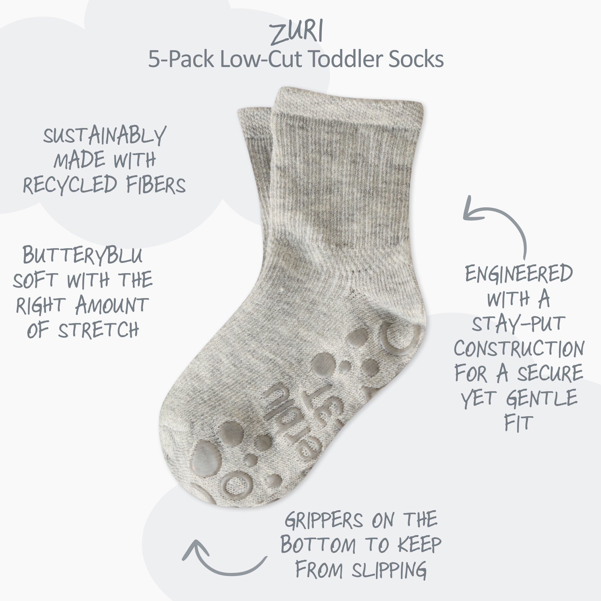 Zuri Sock surrounded by product descriptions