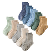 Layout of Zuri Sock 10 pack in Seafoam Terra Rainbow on a white background
