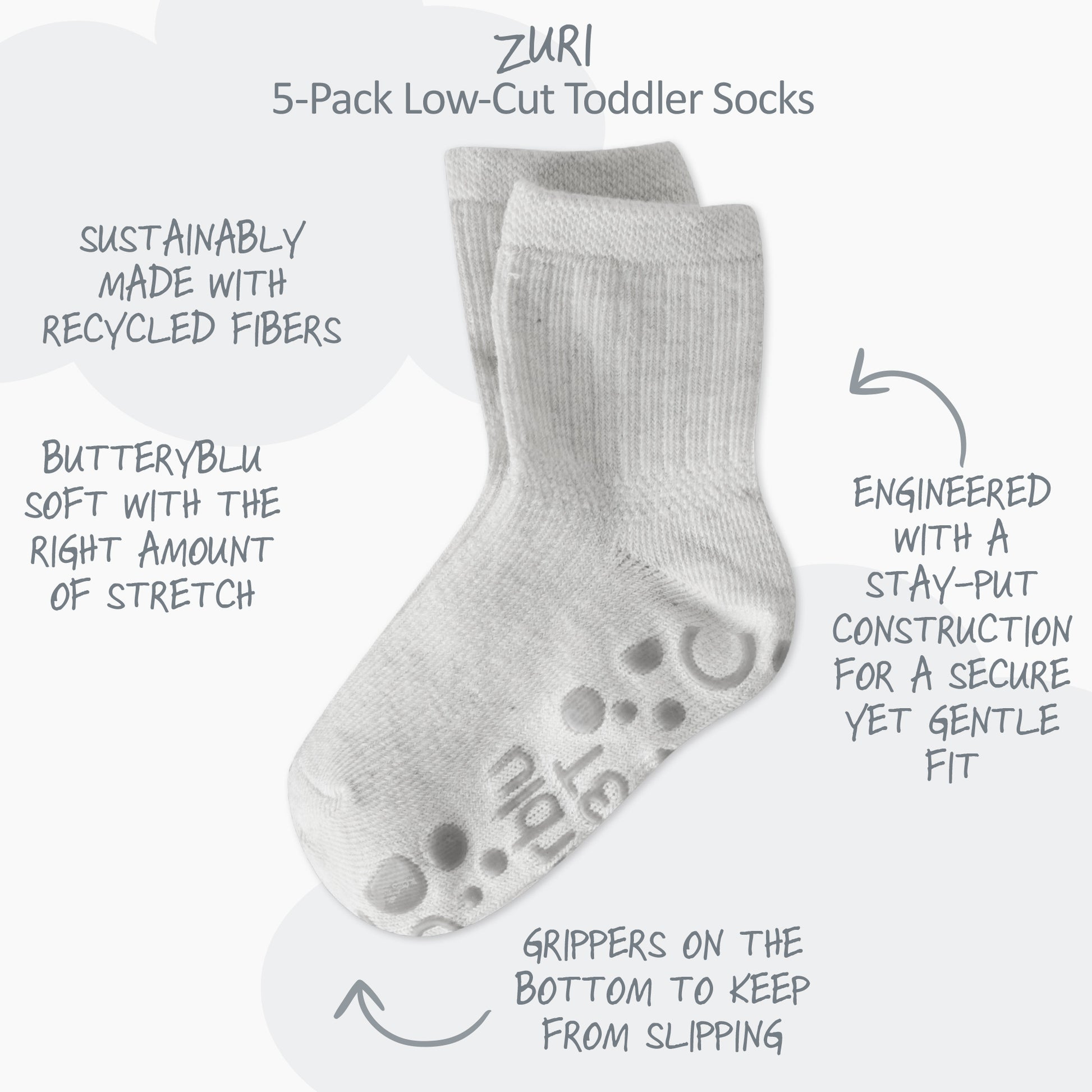 Zuri Sock surrounded by product descriptions