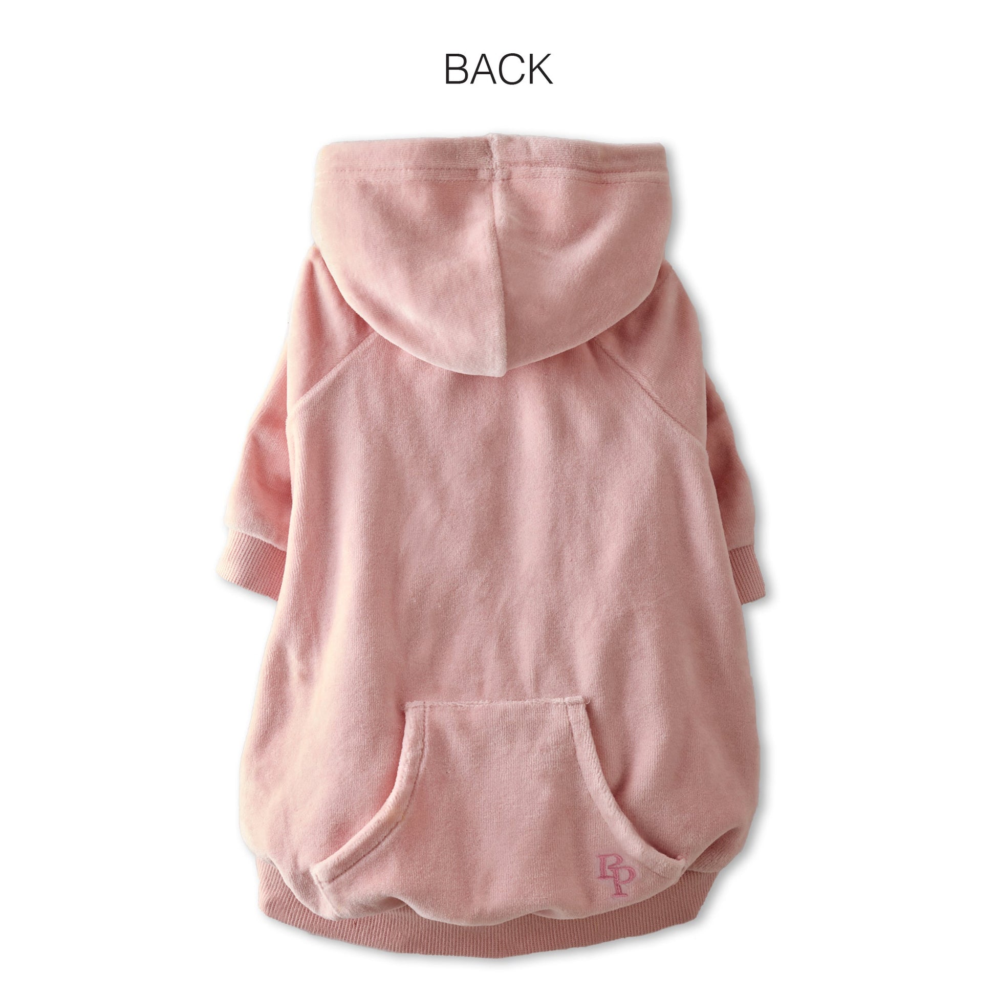 Pet Passion Cooper II cozy velour dog hoodie in Pink — soft organic cotton velour sweatshirt for small to large dogs