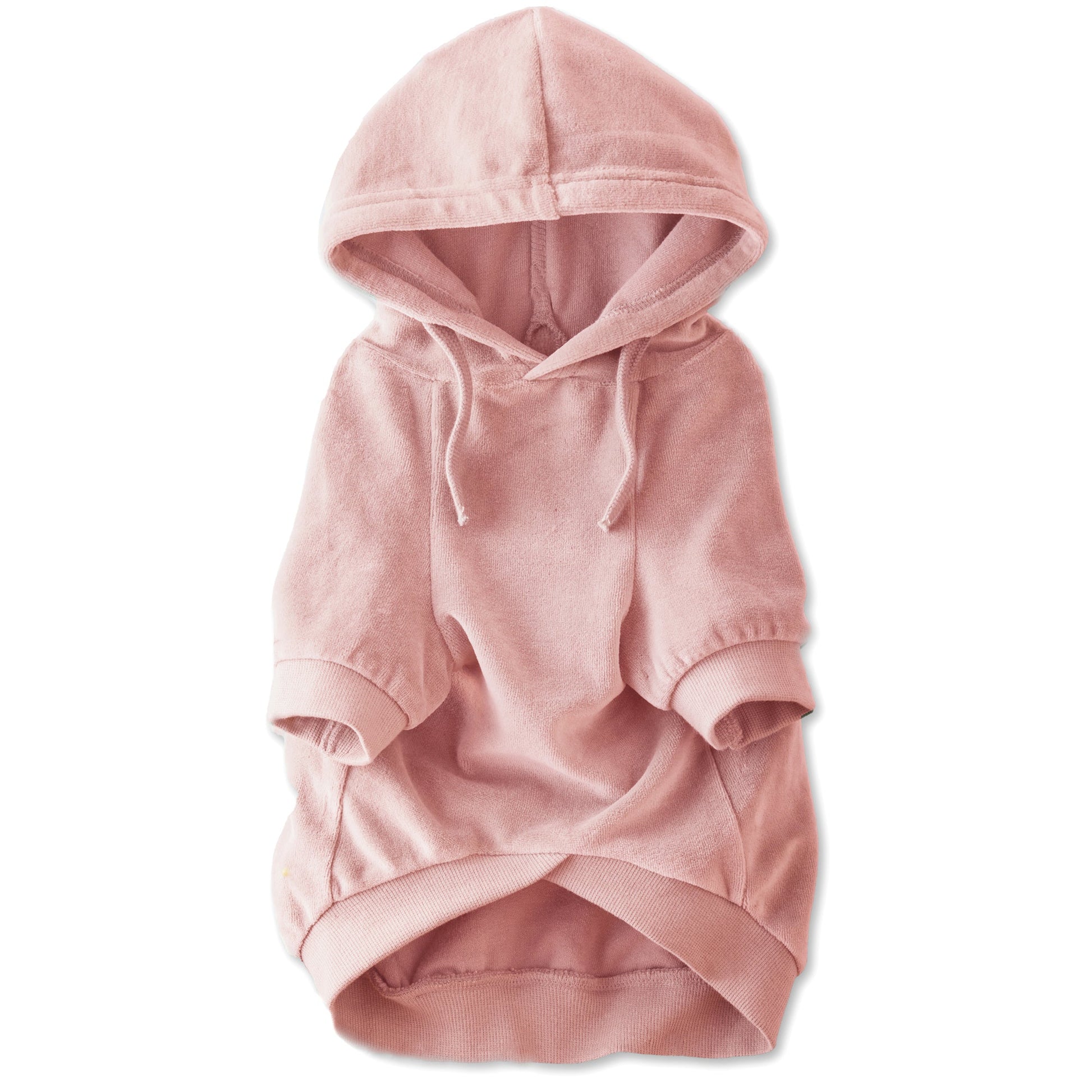 Pet Passion Cooper II cozy velour dog hoodie in Pink — soft organic cotton velour sweatshirt for small to large dogs