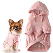 Pet Passion Cooper II cozy velour dog hoodie in Pink — soft organic cotton velour sweatshirt for small to large dogs